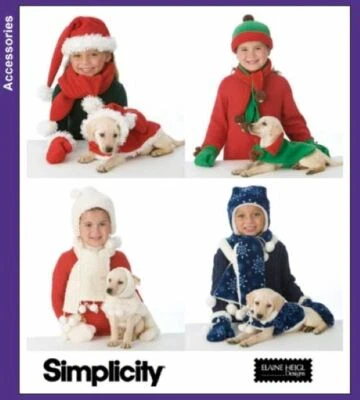 Simplicity 3973 Child Dogs Winter Accessories Mittens Hat Scarf Pet Coat Pattern - Image 1 of 4