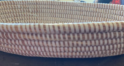 Handwoven Wheatgrass Basket 3" Tall Oval shaped 11.5 X 8" Cover