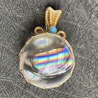 Natural Pendant Clear Quartz Crystal Ball Rainbow Sphere Polished Rock Healing