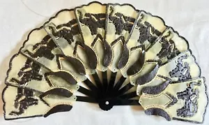 VENTILATORE PIEGHEVOLE A MANO PIEGHEVOLE IN PELLE ELEFANTE CRAFT BLOW OGGETTI RICORDO REGALO SOUVENIR - Foto 1 di 10