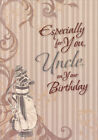Gold Foil Accented Golf Bag On Light Brown Uncle Birthday Card