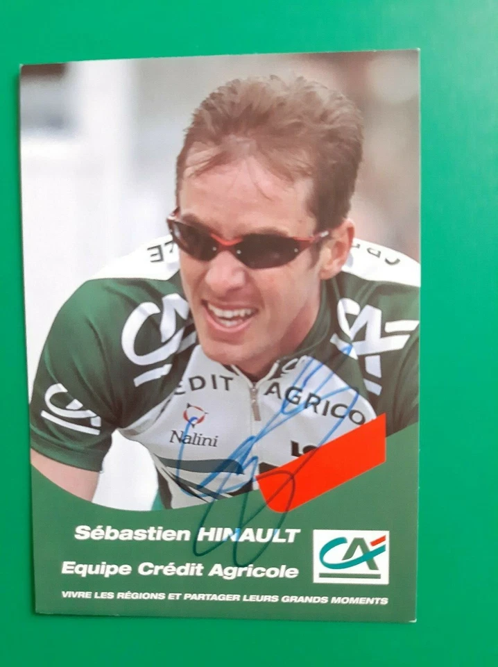 CYCLISME carte cycliste SEBASTIEN HINAULT équipe CREDIT AGRICOLE 2002 signée  - Photo 1/1