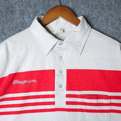 Camisa Polo Snap-On Tools Para Hombre 2XL Gris Rayas Manga Corta Ropa de Trabajo De Colección Foto 1 de 4