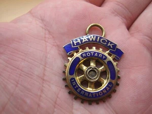 Birmingham 1938 Sterling Silver & Enamel Albert Chain Fob Medal With Rotary Club - Picture 1 of 3