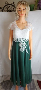 JJ's House, abito, damigella d'onore, matrimonio, formale, pizzo, verde cacciatore, taglia 12, maxi - Foto 1 di 24