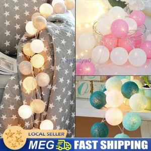 20LED Cotton Ball String Lights Christmas Fairy Tale Lamp Wedding Party Decor - Picture 1 of 19