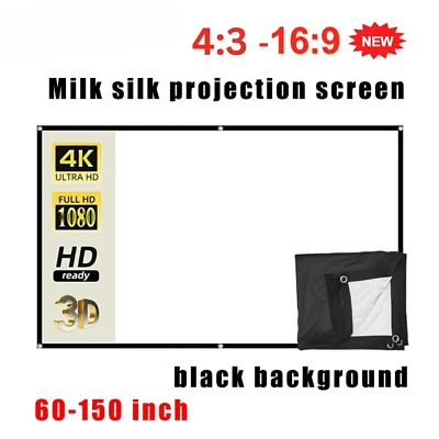 60"-150" Projector Screen HD Foldable Projection Curtain Outdoor Home Theater UK - Image 1 of 4