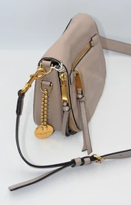 Marc Jacobs Recruit Nomad Saddle Bag Taupe Leather Gold Hardware Crossbody - Picture 1 of 12