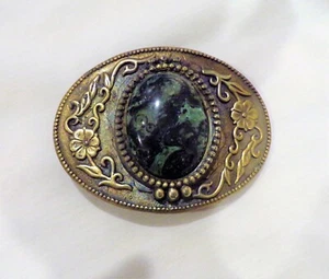 Belt Buckle - With Flowers - And I added a Kambaba Jasper Fashion Gemstone - Picture 1 of 4