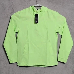 adidas Golf Club Anorak Jacket Men Size Medium Green Spark 1/4 Zip Hooded IU4527 - Picture 1 of 12