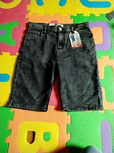 Boy's Youth Levi's 502 Regular Taper Stretch Jean Denim Shorts BLACK - Picture 1 of 5