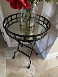Pottery Barn ~MERCURY GLASS~ ROUND COCKTAIL TABLE w/Removable TOP TRAY - Picture 1 of 3