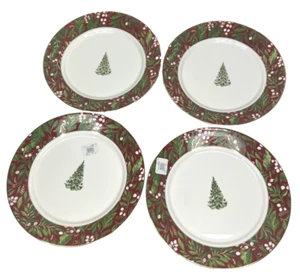 Williams Sonoma Noel Berry Red Dinner Plate 10.5" Diameter Set of 4 Christmas - Picture 1 of 8