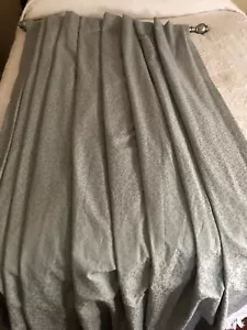 Curtain Panels Custom Back Tab Set 2 Mint Gray 103" w x 82" Long Lined Pre-owned - Picture 1 of 9