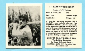 1948 Bowman Baseball Reprint # 6 Yogi Berra -- New York Yankees - Picture 1 of 1