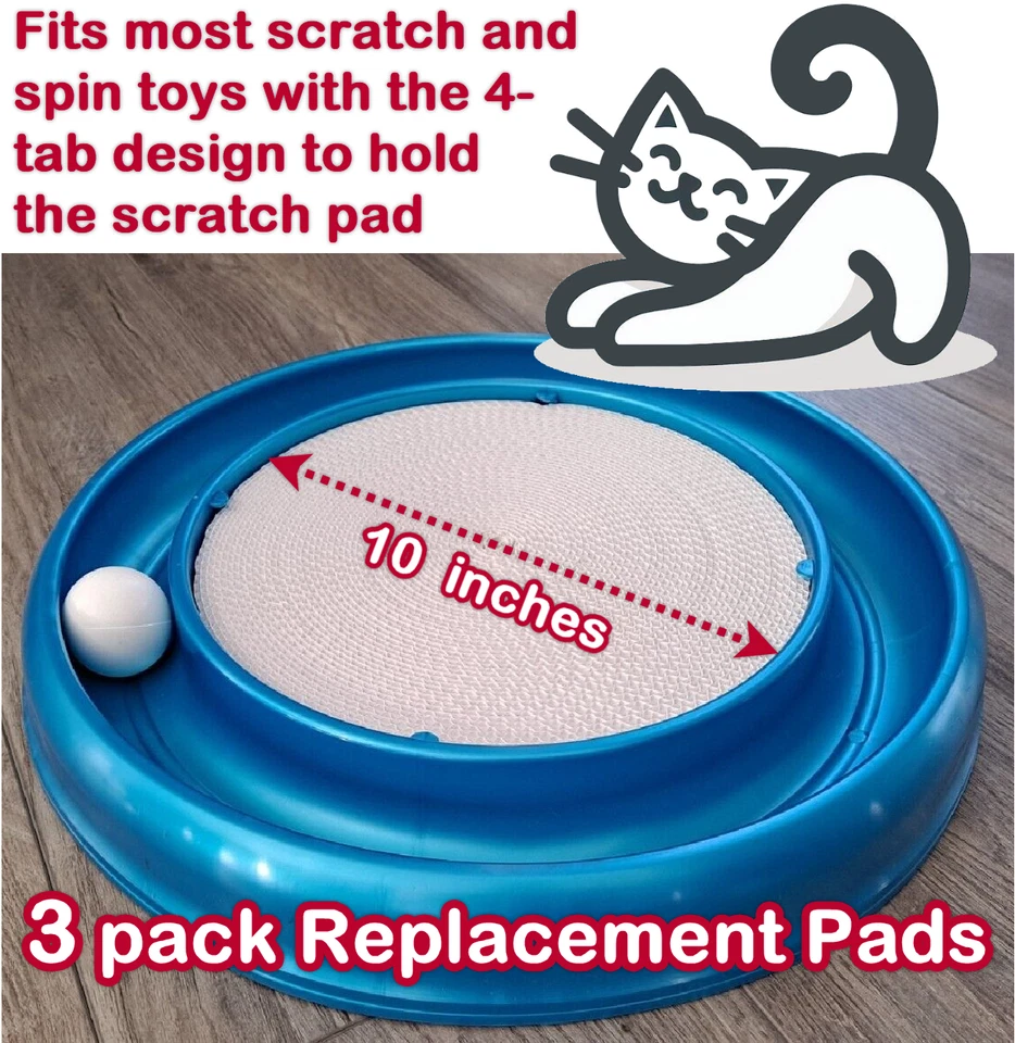 Cat Scratcher Replacement Pads, Stylish White 3 pk, Fit Turbo & Star Chaser Toys - Image 1 of 4