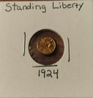 2 - Mini Gold Color Coins, 1924 Standing Liberty, 1972 South African Krugerrand.