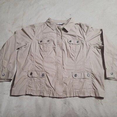 CROFT & BARROW JACKET Women's 2XL Brown Military Full Zip Long Sleeve Pockets - Image 1 of 4