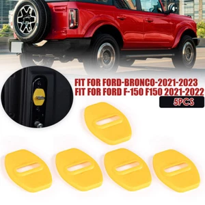 5x Yellow Door Lock Buckle Covers Trim Protector for Ford Bronco 2/4D 2021-23 - Picture 1 of 7