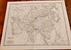 1861 Hand Colour Map Blackwood Johnston Asia Continent Middle East China Russia - Picture 1 of 1