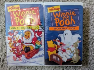 2 x Disney's Winnie The Pooh And Christmas Too VHS Spookable Pooh VHS - Picture 1 of 9