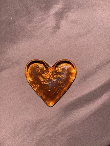 Hand Blown Glass Heart Amber Texture - Picture 1 of 6