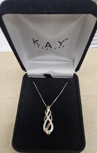 DIAMOND INFINITY Necklace 1/20 ct tw Round-Cut 10K 2-Tone Gold & Sterling Silver - Picture 1 of 8