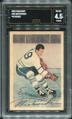 1953-54 Parkhurst #10 Eric Nesterenko Toronto Maple Leafs RC - GMA 4.5 VG/Ex+ - Image 1 of 2