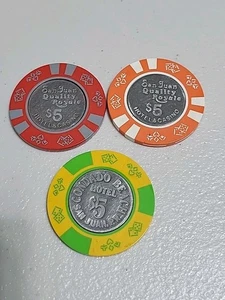 SAN JUAN QUALITY 3 $5.00 CHIPS LOT - Picture 1 of 2