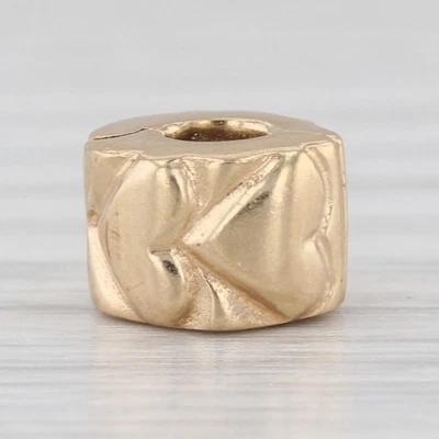 Authentic Pandora 750243 Heart Clip Bead Charm 14k Gold ALE - Image 1 of 4