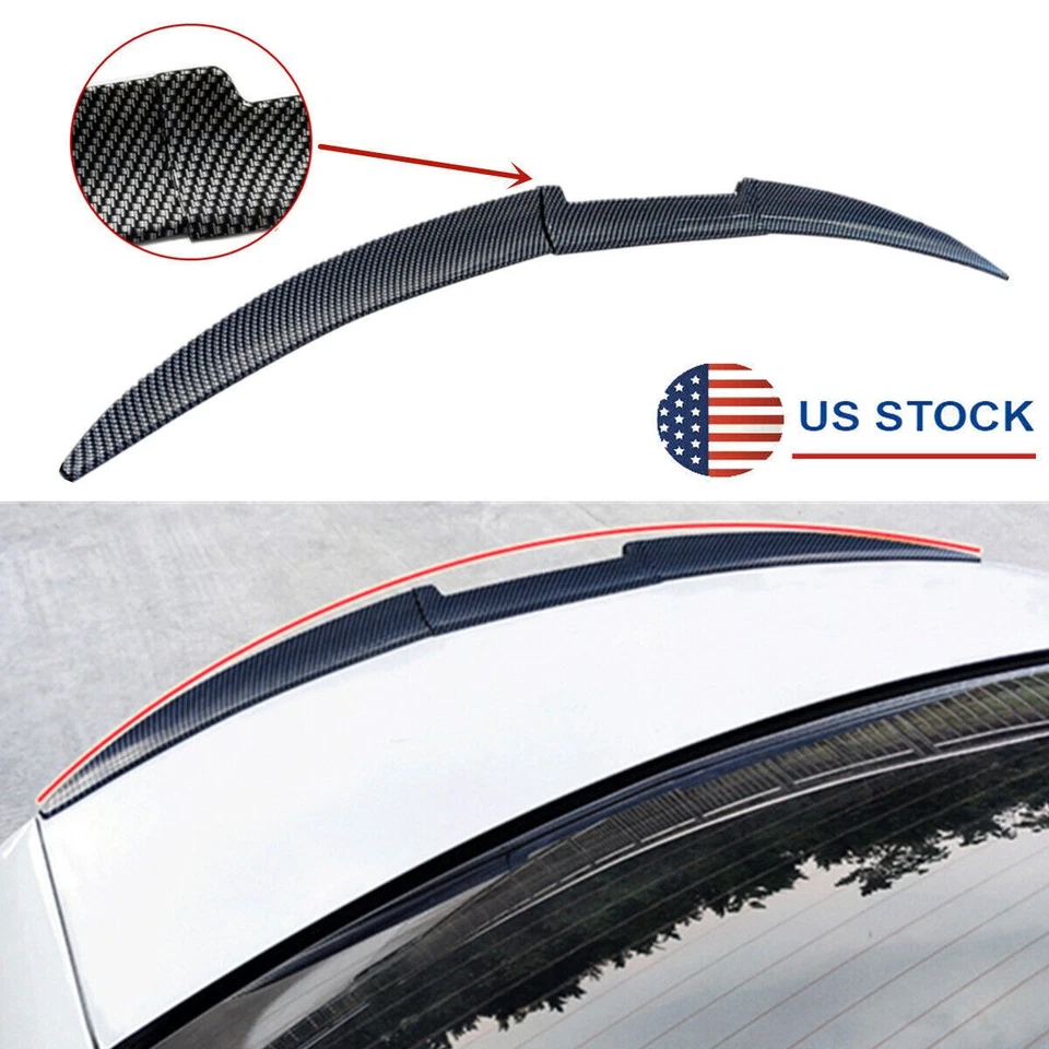 Carbon Fiber Look 118-138cm Adjustable Car Rear Trunk Spoiler Roof Wing Sticker Foto 1 de 4