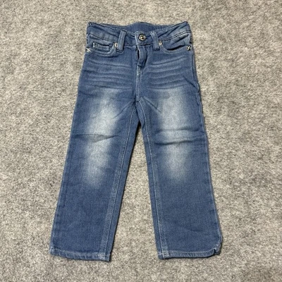 Jeans reto True Religion masculino criança tamanho 3T azul lavagem média jeans - Imagem 1 de 4