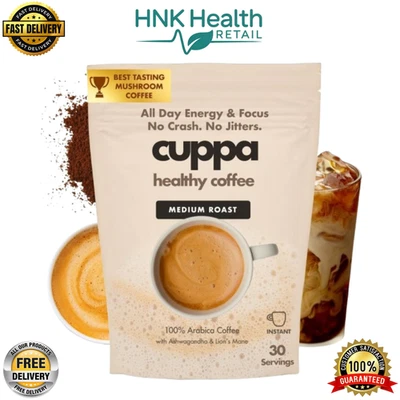 CUPPA HEALTHY COFFEE Cuppa Healthy Mushroom Instant Coffee with Lion’s Mane & Ashwagandha, 30 Serving