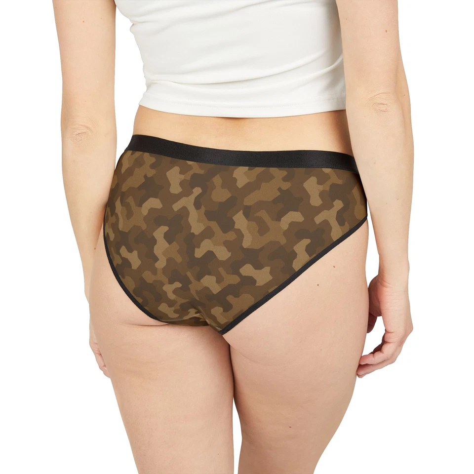 Women’s Briefs Underwear AOP–Brown Digital Camo Print, Elastic Waist Comfort Fit - Image 1 of 1