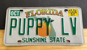 2004 Florida License Plate Tag vanity PUPPY LV Love Dog animal pet - Picture 1 of 2