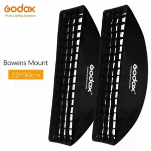 2X Godox SB-FW 22x90cm Strip Softbox Bowens Mount + Grid for Studio Flash Strobe - Picture 1 of 11