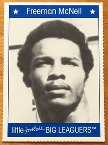 FREEMAN McNEIL, RARE 1990 "LITTLE FOOTBALL BIG LEAGUERS" CARD, FOOTBALL LEGEND !