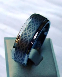 WOLFRAM/TUNGSTEN CARBIDE RING - 9 MM BREIT - LASERCUT - CELTIC - TITAN HART 12# - Picture 1 of 3