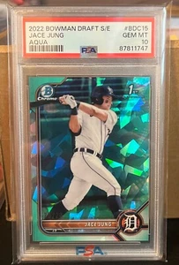 JACE JUNG 2022 BOWMAN DRAFT 1ST SAPPHIRE AQUA 20/20 PSA 10 TIGERS CALL UP - Bild 1 von 2