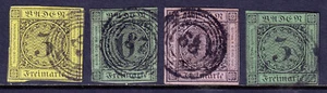 GERMANY (BADEN) — SCOTT 2//7 — 1851-53 NUMERALS — USED — SCV $99.00 - Picture 1 of 2