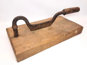 ANTIQUE PRIMITIVE TOBACCO CUTTER FOOD CHOPPER W/ HAND FORGED WROUGHT IRON BLADE - Picture 1 of 10