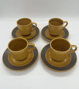Vintage Harmony House Aurora Ironstone Set Of 4 Coffee Tea Cups And Saucers 4267 - Picture 1 of 17