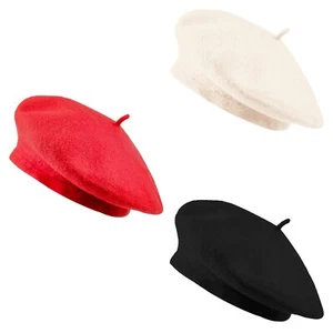 Wool French Beret Hat 4 PCS Artist Hats Red Barrettes Classic Beret for Girls - Picture 1 of 7
