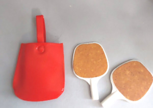 Vintage BARBIE Ping Pong Paddles & Red Carrying Bag - Accessory or Replacement
