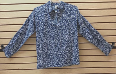 XL HOMEMADE BLUE PAISLEY DESIGN NATIVE AMERICAN INDIAN LONG SLEEVE DANCE SHIRT - Image 1 of 4