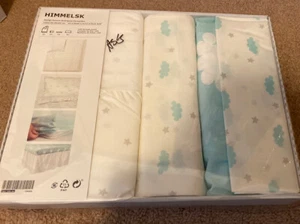 Himmelsk Ikea Blue White Star Baby Cloud Print Crib Bedding Set 4 pc 103.195.64 - Picture 1 of 12