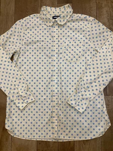 Blusa Lands End Amarillo Azul Estampado Mezcla de Algodón Botón Frontal UK10/12 A53 - Imagen 1 de 12