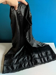 Vintage ADONNA JCPENNEY Black Slip Antron III SMALL USA Side Slit Sexy Nylon VTG - Picture 1 of 7