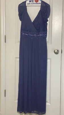 Alex Evenings Women’s Navy Blue Rhinestone Full Length Dress Size 18w - Image 1 of 4