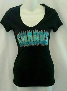 San Jose Sharks ♡ Wet Seal ♡ womens small Shirt NHL V neck ☆☆ OR shark lovers - Picture 1 of 10